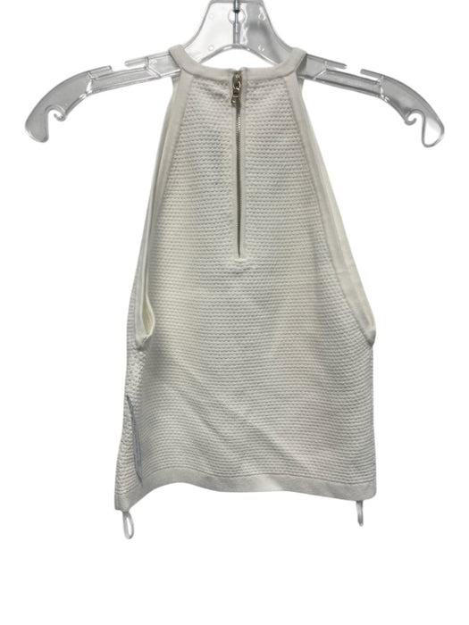 Alice + Olivia Size M White Viscose Blend Textured Knit Sleeveless high neck Top White / M
