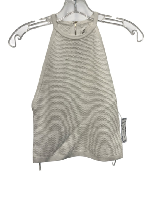 Alice + Olivia Size M White Viscose Blend Textured Knit Sleeveless high neck Top White / M