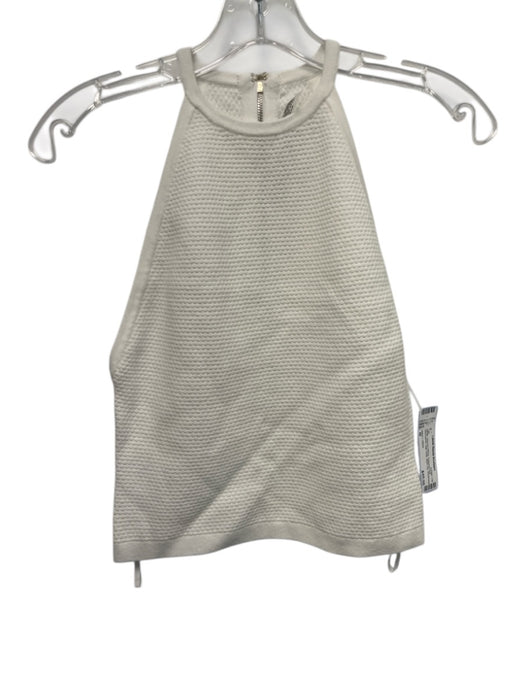 Alice + Olivia Size M White Viscose Blend Textured Knit Sleeveless high neck Top White / M