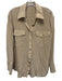 Alice + Olivia Size S Khaki Beige Silk Long Sleeve Button Up Breast Pockets Top Khaki Beige / S