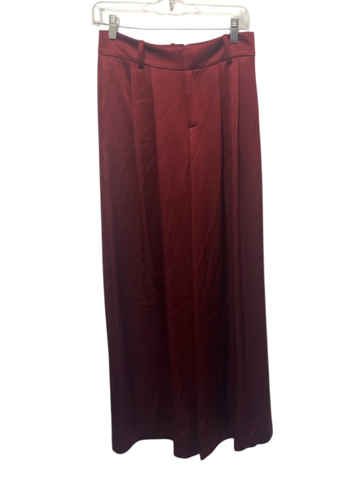 Alice + Olivia Size 4 Oxblood Red Triacetate Blend Satin Front Pleat Pants Oxblood Red / 4