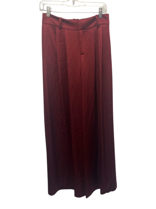 Alice + Olivia Size 4 Oxblood Red Triacetate Blend Satin Front Pleat Pants Oxblood Red / 4
