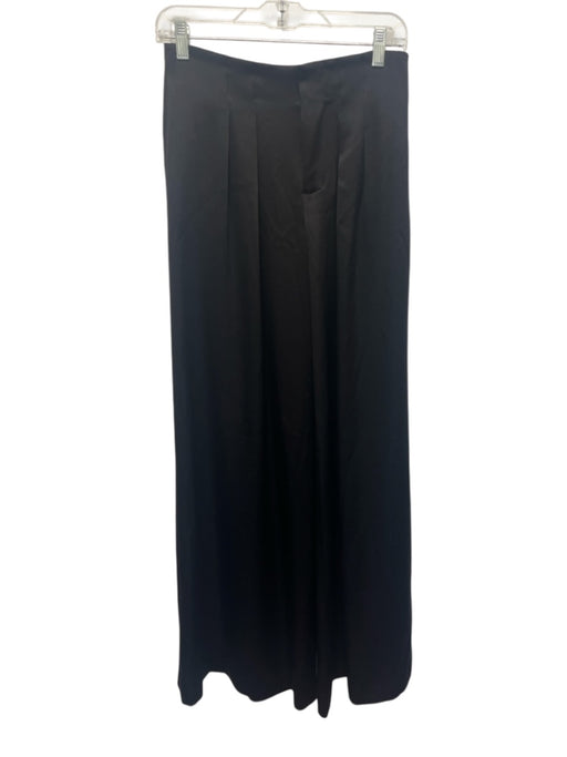 Alice + Olivia Size 4 Black No Fabric Tag Satin Front Pleat Hook & Zip Fly Pants Black / 4