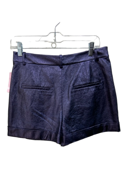 Alice + Olivia Size 8 Metallic Navy Blue Faux Leather High Rise Cuffed Shorts Metallic Navy Blue / 8