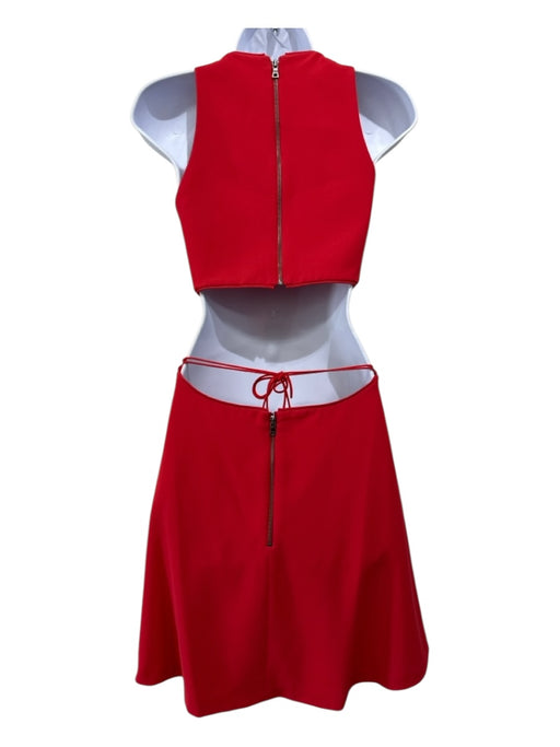 Alice + Olivia Size 8 Red Polyester Sleeveless Cut Outs Dress Red / 8
