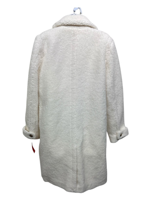 Alice + Olivia Size S White Polyester Faux Sherpa Double Breast Knee Length Coat White / S