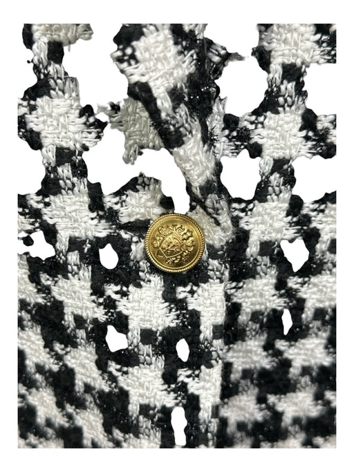 Alice + Olivia Size S Black & White Acrylic Houndstooth Pattern Block Maxi Coat Black & White / S