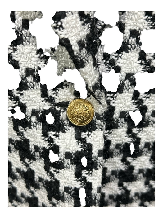 Alice + Olivia Size S Black & White Acrylic Houndstooth Pattern Block Maxi Coat Black & White / S
