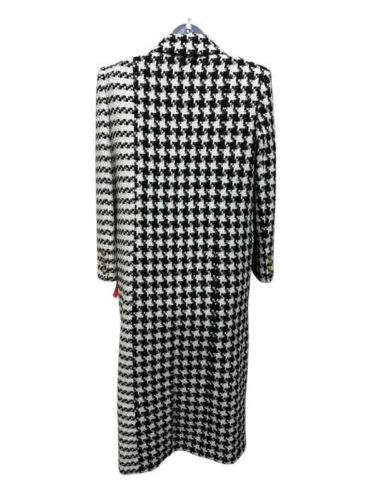 Alice + Olivia Size S Black & White Acrylic Houndstooth Pattern Block Maxi Coat Black & White / S