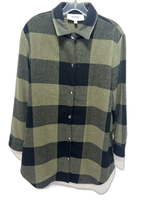 BB Dakota Size M Green & Black Polyester Blend Plaid Flannel Long Sleeve Coat Green & Black / M