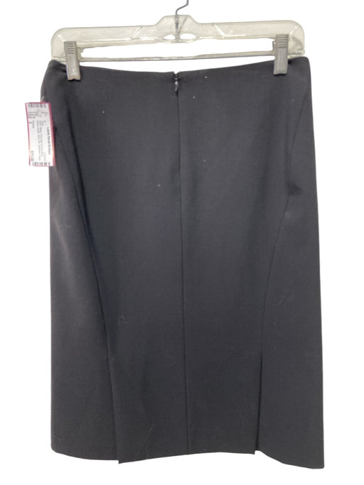 Theory Size 2 Black Polyester & Wool Blend Knee Length Back Slit Skirt Black / 2