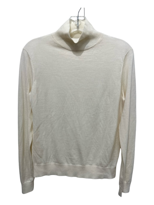 Theory Size M Ivory Wool Mock Neck Long Sleeve Top Ivory / M