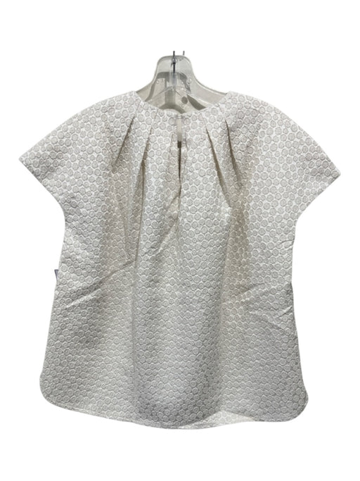 Ann Mashburn Size S Beige & Gold Polyester Floral Textured Pintuck Top Beige & Gold / S