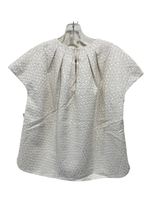 Ann Mashburn Size S Beige & Gold Polyester Floral Textured Pintuck Top Beige & Gold / S