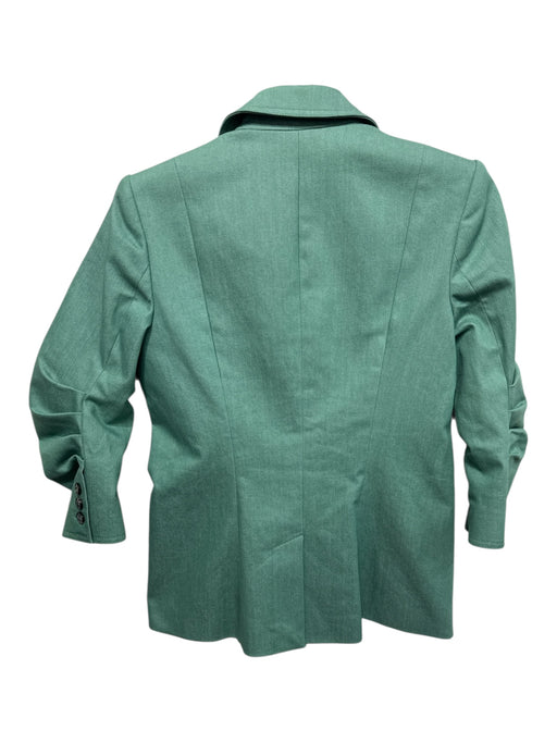 5a7 Cinq a Sept Size 00 Green Cotton Blend Rouched Sleeve Heathered Jacket Green / 00