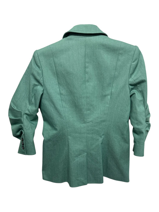 5a7 Cinq a Sept Size 00 Green Cotton Blend Rouched Sleeve Heathered Jacket Green / 00