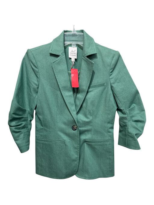 5a7 Cinq a Sept Size 00 Green Cotton Blend Rouched Sleeve Heathered Jacket Green / 00
