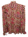 Misa Size XS Pink Polyester Floral Long Balloon Sleeve Button Front Tie Neck Top Pink / XS