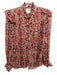 Misa Size XS Pink Polyester Floral Long Balloon Sleeve Button Front Tie Neck Top Pink / XS