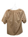 Anna Cate Size XS Beige Cotton Short Puff Sleeve Notch Neck Top Beige / XS