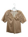 Anna Cate Size XS Beige Cotton Short Puff Sleeve Notch Neck Top Beige / XS