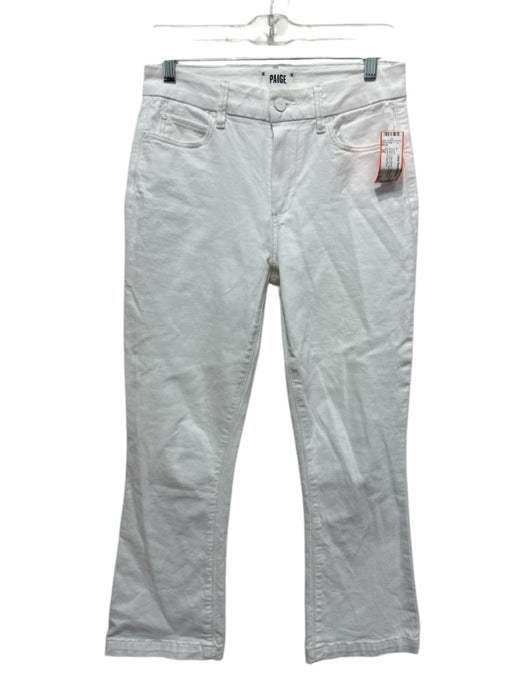 Paige Size 26 White Cotton Blend Denim Mid Rise Button & Zip Fly Flare Jeans White / 26