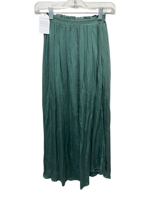 Louise Misha Size 34 Forest Green Viscose Elastic Waistband Silk Feel Midi Skirt Forest Green / 34