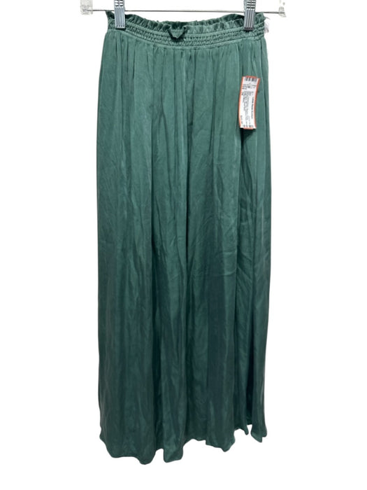 Louise Misha Size 34 Forest Green Viscose Elastic Waistband Silk Feel Midi Skirt Forest Green / 34