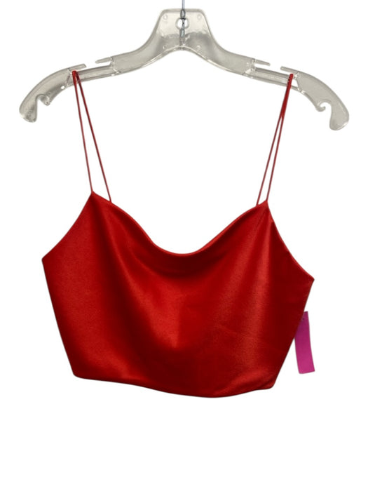 Alice + Olivia Size S Red Triacetate Blend Crop Back Zip Spaghetti Straps Top Red / S