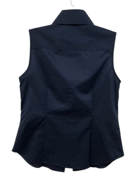 Hinson Wu Size XS Dark Blue Cotton Sleeveless Pintuck Collar Buttons Top Dark Blue / XS