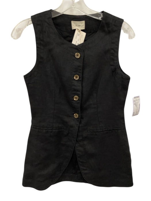 DL1961 Size XS Black Linen Buttons Sleeveless Vest Top Black / XS