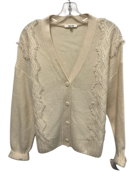 Splendid Collection Size S Cream Cashmere Long Sleeve Knit Buttons Cardigan Cream / S