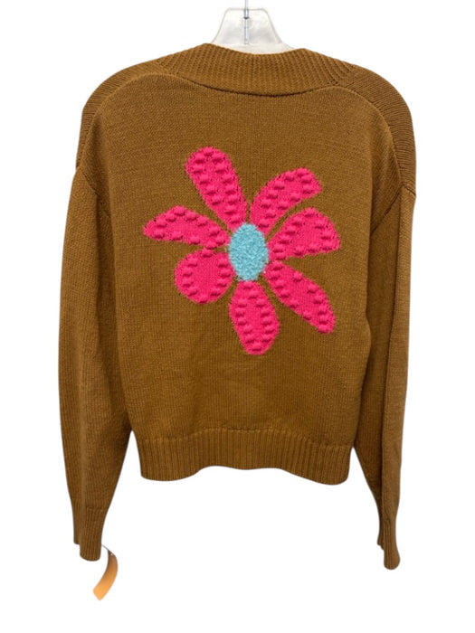 Lisa Todd Size XS Brown, Pink, Blue Cotton & Acrylic Long Sleeve Cardigan Brown, Pink, Blue / XS