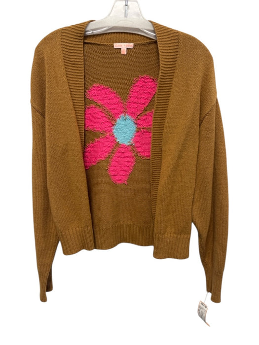 Lisa Todd Size XS Brown, Pink, Blue Cotton & Acrylic Long Sleeve Cardigan Brown, Pink, Blue / XS