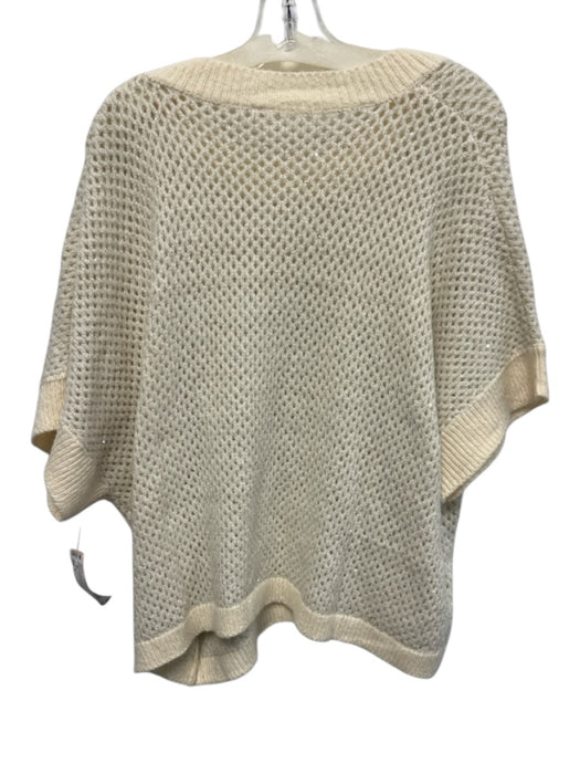 JS 71 Size M Cream & Silver Acrylic & Polyester Sequins Loose Knit Sweater Cream & Silver / M