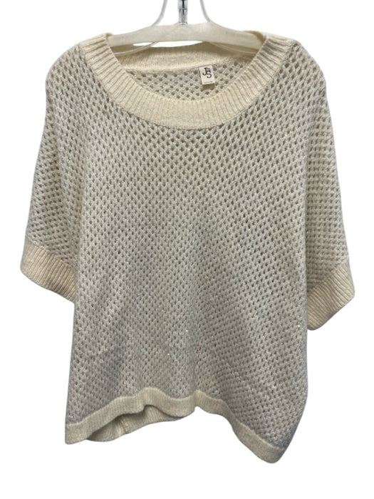 JS 71 Size M Cream & Silver Acrylic & Polyester Sequins Loose Knit Sweater Cream & Silver / M