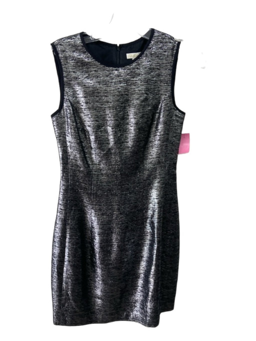 Shoshanna Size 0 Black & Silver Sleeveless Heathered Metallic Thread Midi Dress Black & Silver / 0