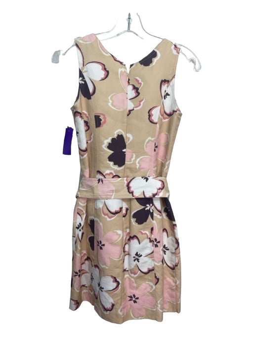 Tyler Boe Size XS Beige & Pink Cotton Blend Floral V Neck Sleeveless Dress Beige & Pink / XS