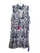 La Plage Size XS Blue & White Cotton Abstract Paisley Ruffle Cap Sleeve Dress Blue & White / XS