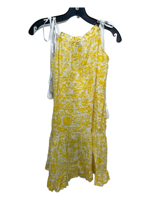 Joie Size XS Yellow & White Cotton Sleeveless Ribbon Tie Tassel Shift Dress Yellow & White / XS