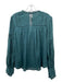 Free People Size XS Forest Green Cotton Long Sleeve Lace Detail Button Front Top Forest Green / XS