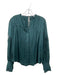 Free People Size XS Forest Green Cotton Long Sleeve Lace Detail Button Front Top Forest Green / XS