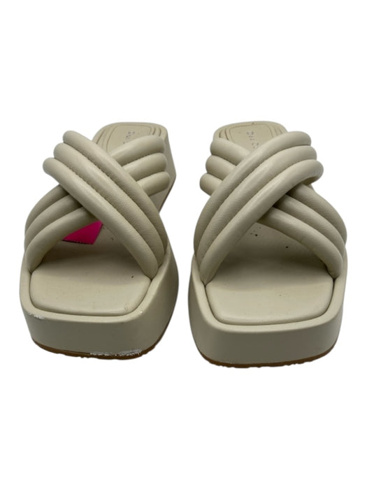 Dee Ocleppo Shoe Size 8 Beige Leather & Rubber Square Toe Chunky Sandals Beige / 8