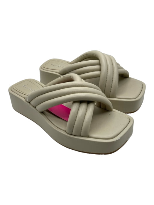 Dee Ocleppo Shoe Size 8 Beige Leather & Rubber Square Toe Chunky Sandals Beige / 8