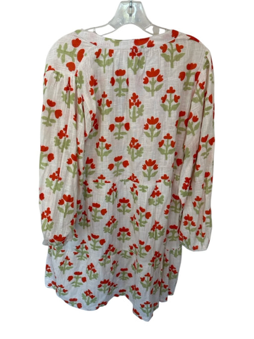 Compania Fantastica Size XL White & Orange Cotton Long Sleeve Tassel Flowy Dress White & Orange / XL