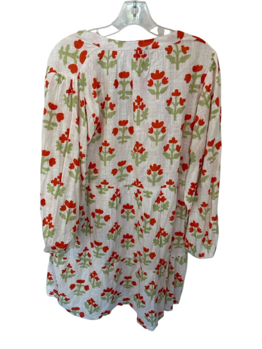 Compania Fantastica Size XL White & Orange Cotton Long Sleeve Tassel Flowy Dress White & Orange / XL