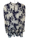 Pinch Size L Navy & Cream Polyester Long Sleeve Ruffle Mini High Neck Dress Navy & Cream / L