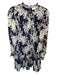 Pinch Size L Navy & Cream Polyester Long Sleeve Ruffle Mini High Neck Dress Navy & Cream / L