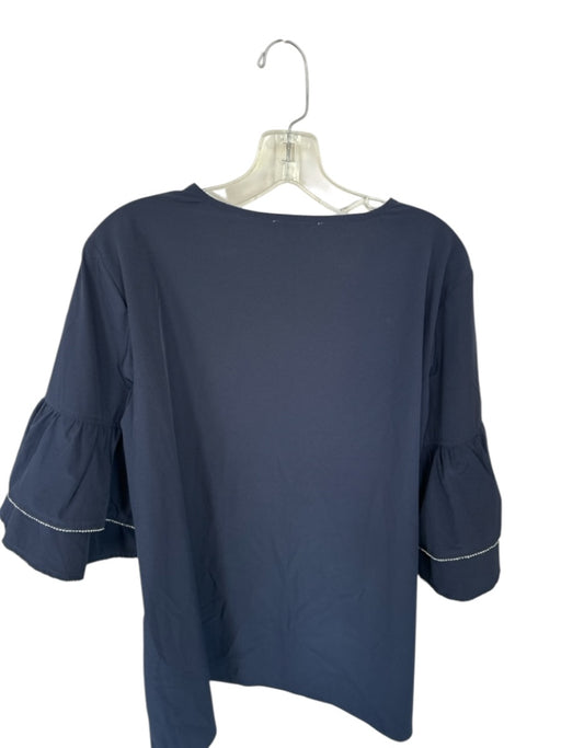 Joh. Size L Navy Nylon Tiered Sleeve V Neck silver beads Top Navy / L