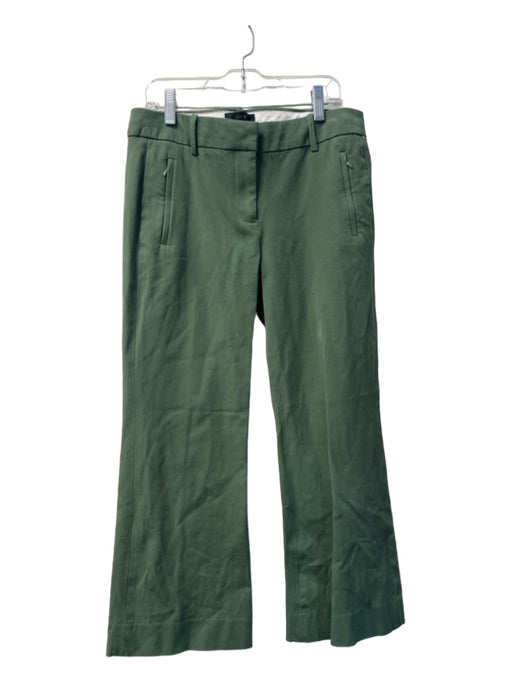 J Crew Size 2 Green Cotton Blend Zip Pocket Mid Rise Straight Leg Trouser Pants Green / 2